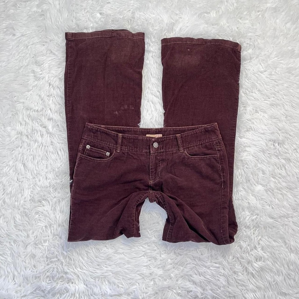 y2k brown corduroy cotton flare bootcut pants size 7